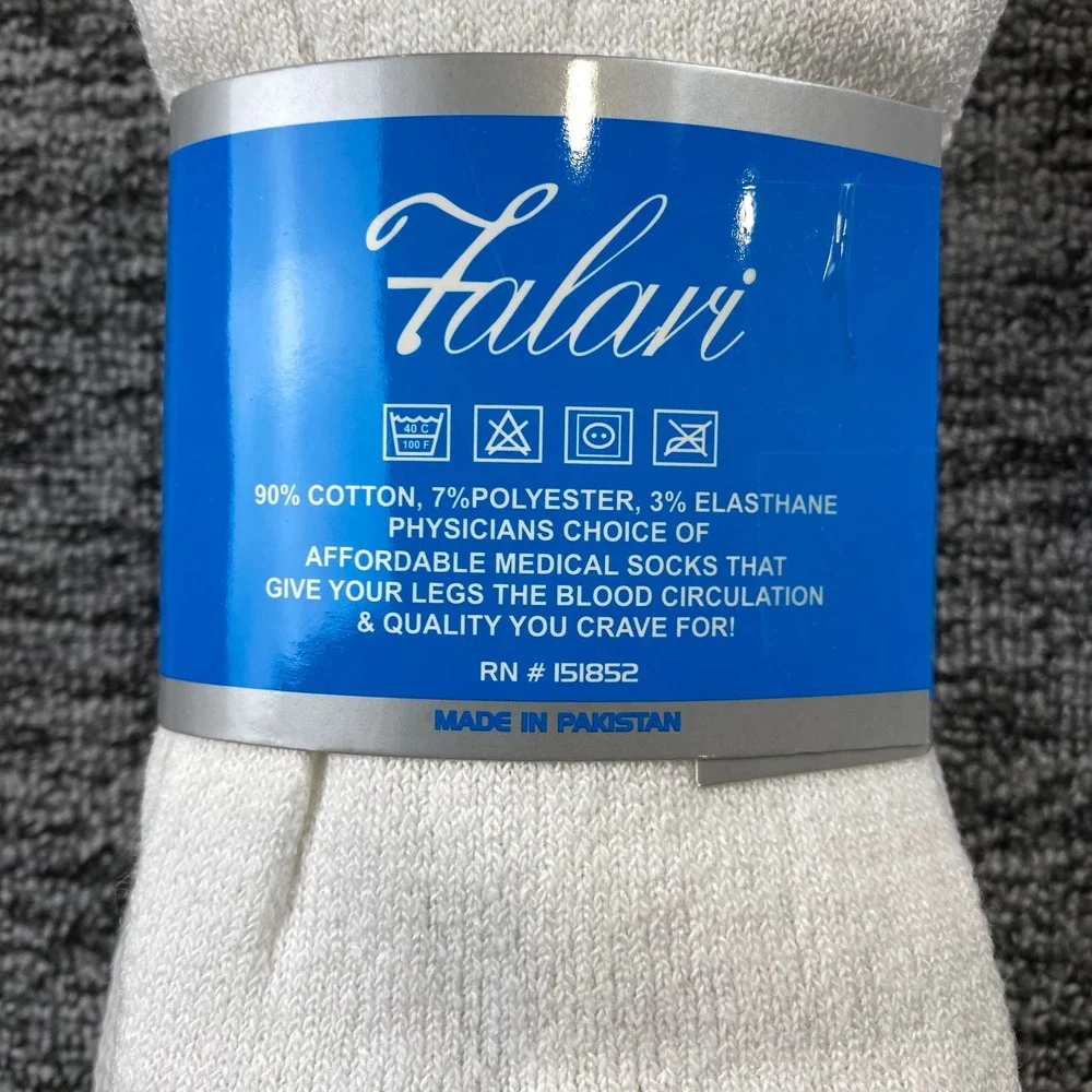 Falari Diabetic Socks Mens 10-13 White Loose Fit Cotton 6 Pairs New